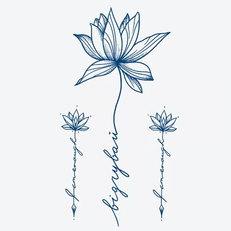 Lotus Floral Calligraphy Tattoo
