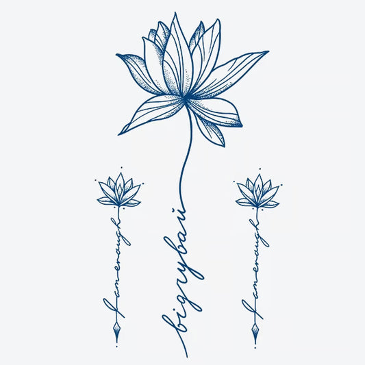 Lotus Floral Calligraphy Tattoo