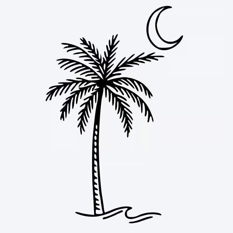 Moonlit Palm Tree Tattoo