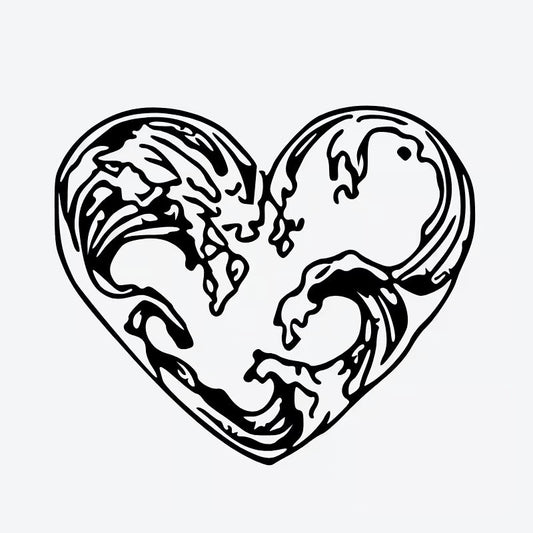 Ocean Waves Heart Tattoo
