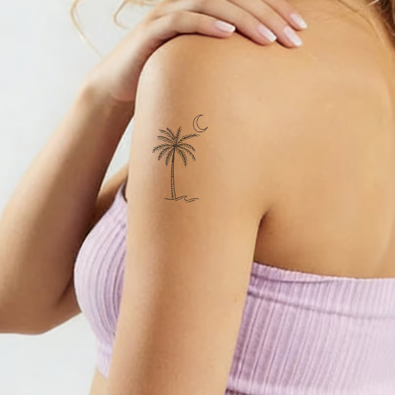 Moonlit Palm Tree Tattoo
