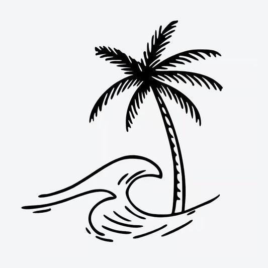 Palm Tree Wave Tattoo
