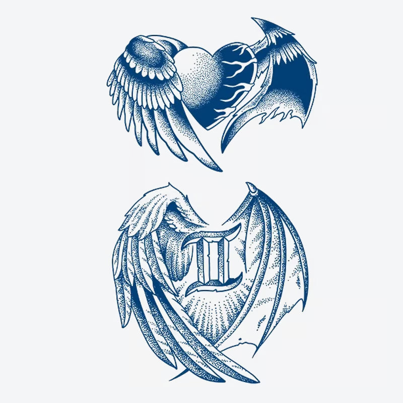 Wings Heart And Bat Tattoo