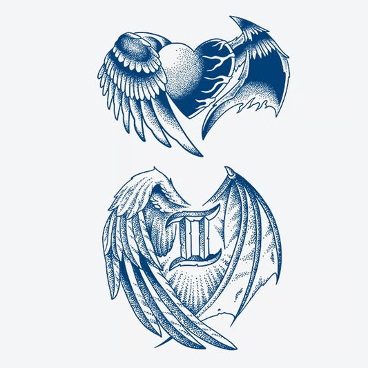 Wings Heart And Bat Tattoo