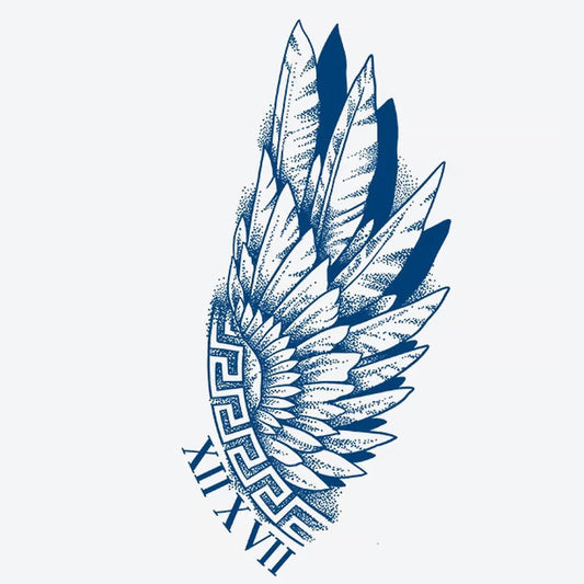 Winged Design Greek Pattern Tattoo