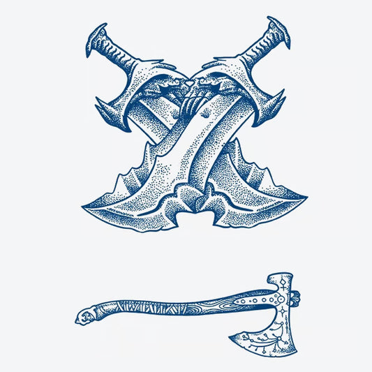 Crossed Swords And Axe Tattoo