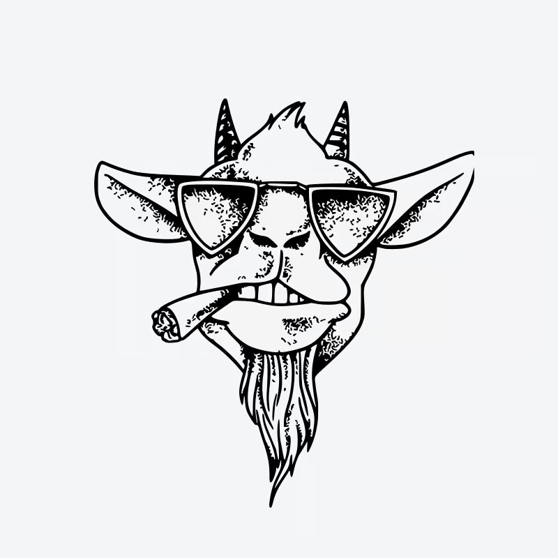 Goat Smoking Sunglasses Tattoo