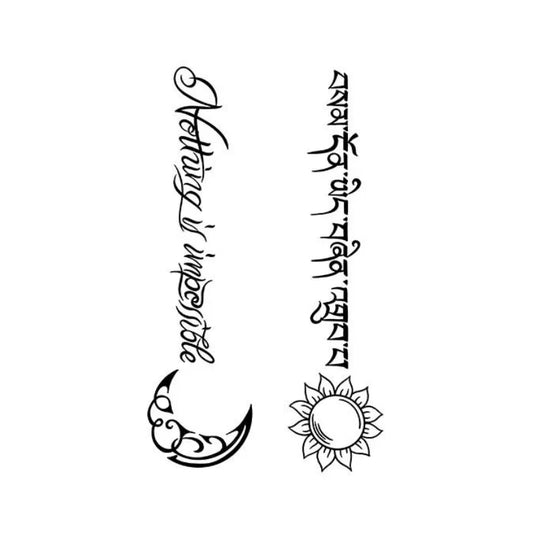 Moon Sun Script Tattoo