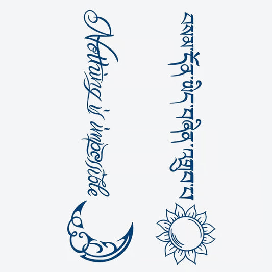 Moon Sun Script Tattoo