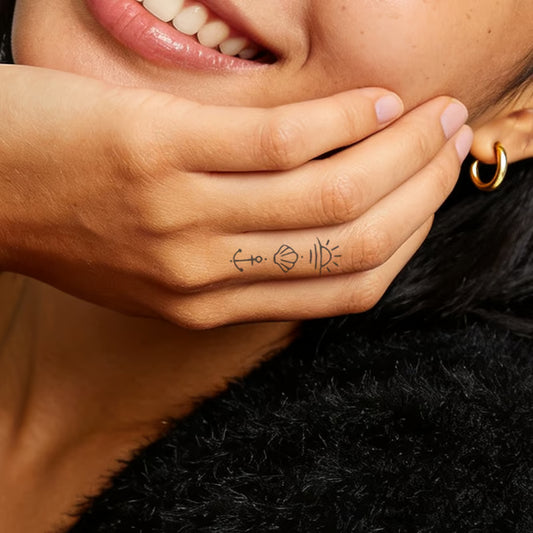 Sun, Shell, Anchor Tattoo