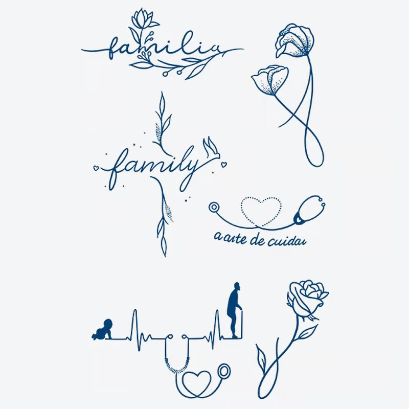 Floral Family Heartbeat Tattoo