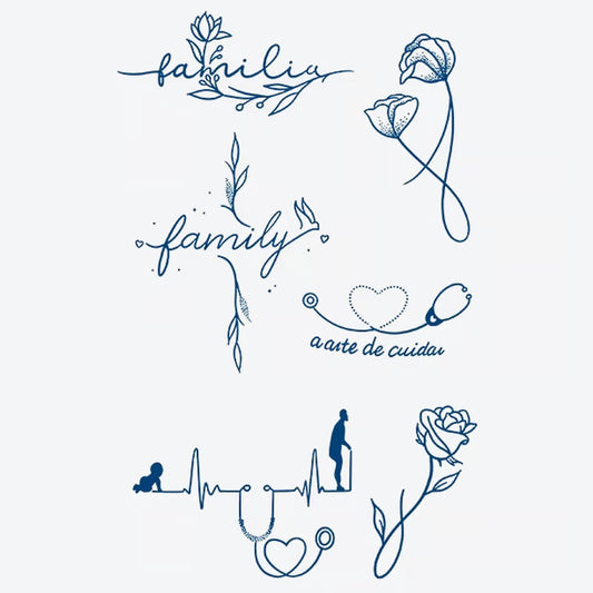 Floral Family Heartbeat Tattoo