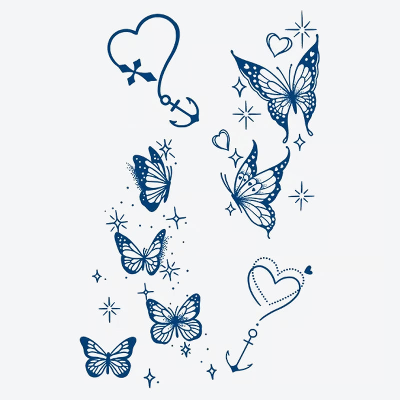 Butterfly Heart Anchor Tattoo