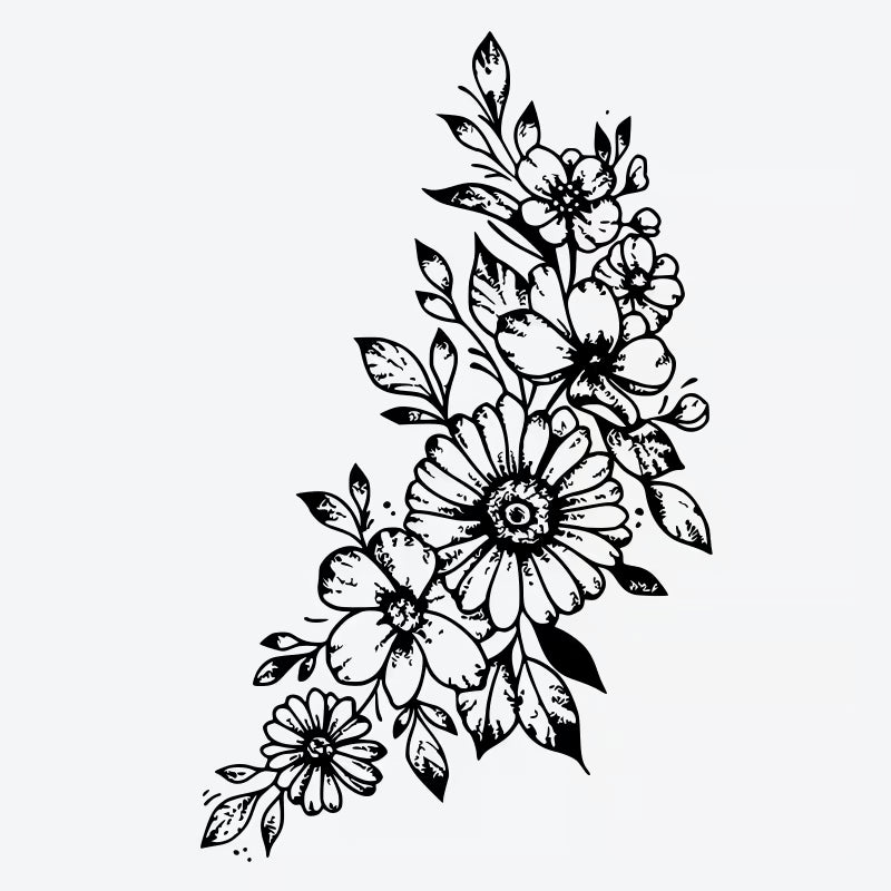 Floral Bouquet Leaves Tattoo