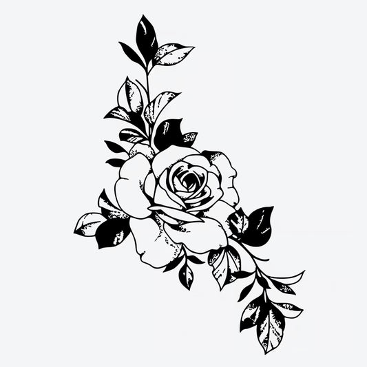 Navy Rose Floral Tattoo