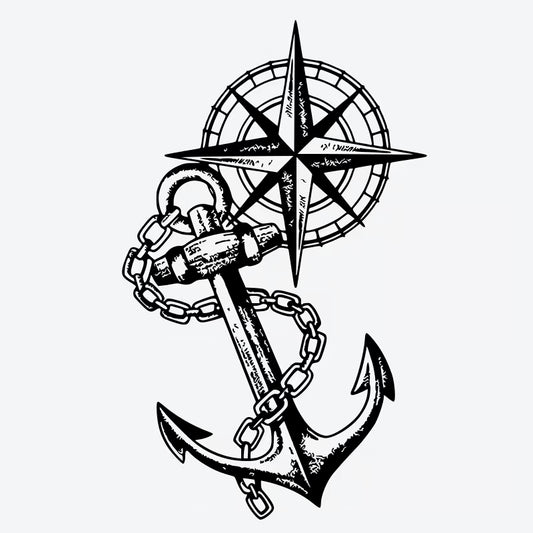 Anchor Compass Tattoo