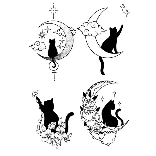 Cat Moon Series Tattoo