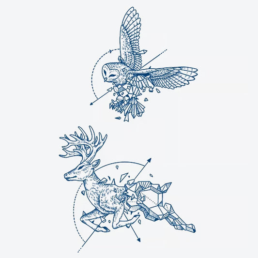 Owl Deer Geometry Tattoo