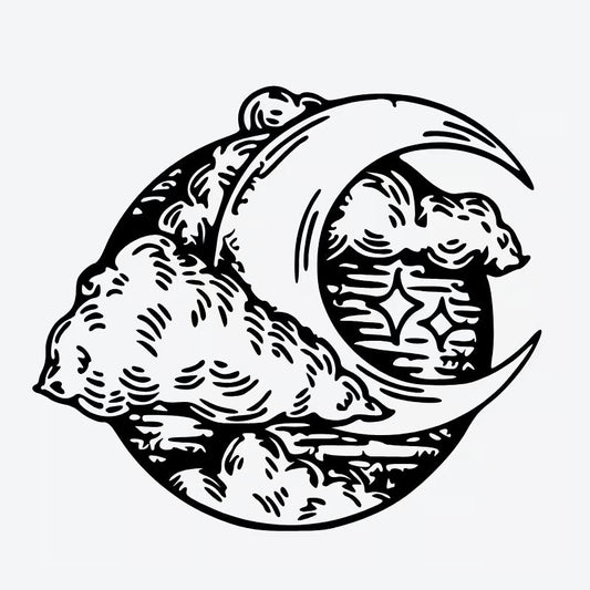 Moon And Clouds Tattoo