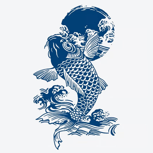 Koi Fish Rising Moon Tattoo