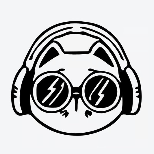 Cool Cat With Headphones Tattoo