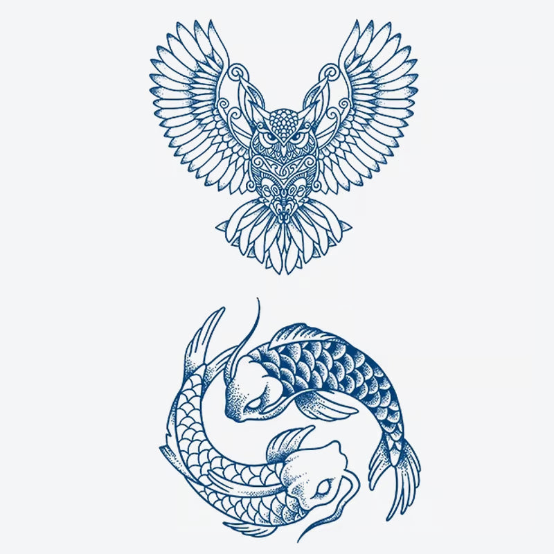 Owl Koi Fish Tattoo