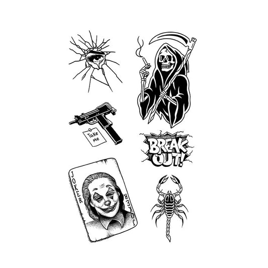 Grim Reaper Joker Gun Tattoo