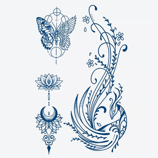 Butterfly Lotus Floral Tattoo