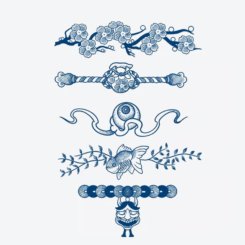 Floral Octopus Goldfish Skull Series Tattoo