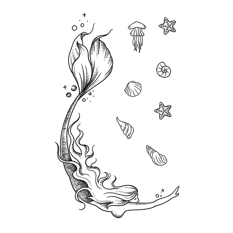 Mermaid Ocean Elements Tattoo
