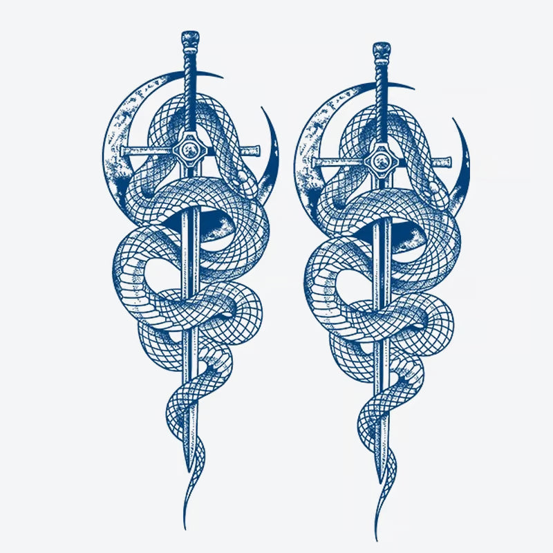 Sword Snake Crescent Moon Tattoo