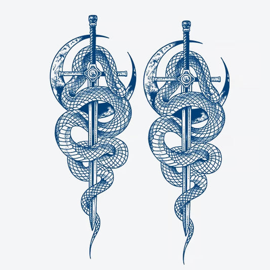 Sword Snake Crescent Moon Tattoo