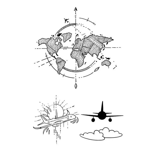 World Travel Airplane Tattoo