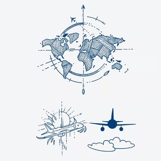 World Travel Airplane Tattoo