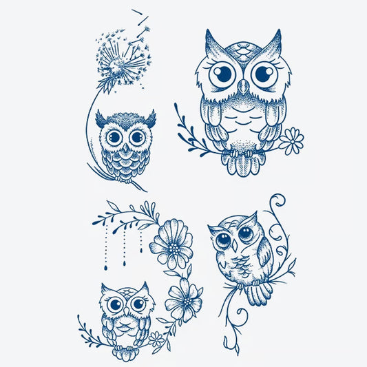Owl Floral Series Tattoo