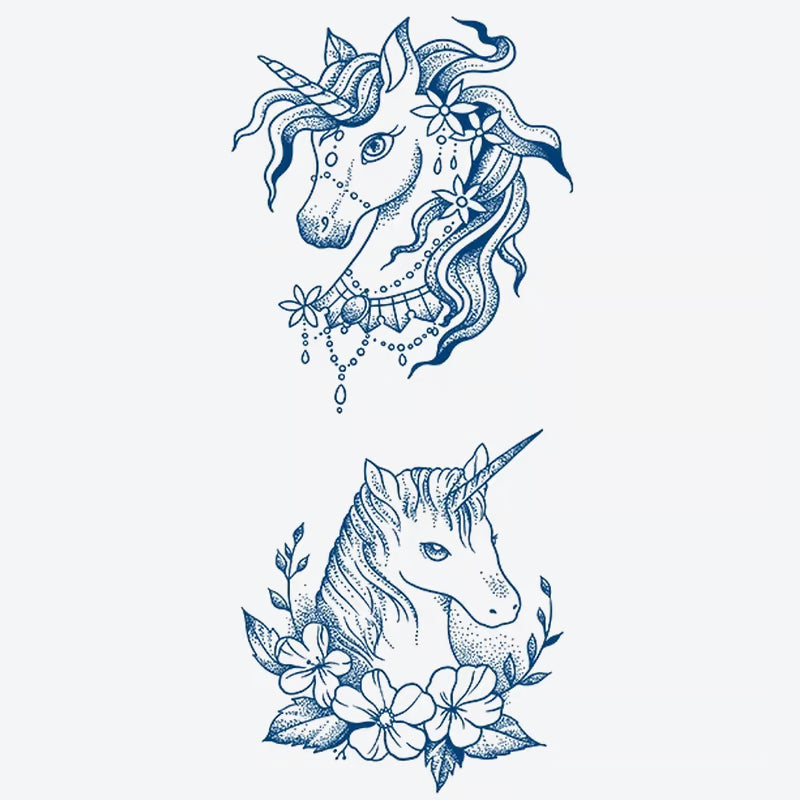 Unicorn Floral Series Tattoo