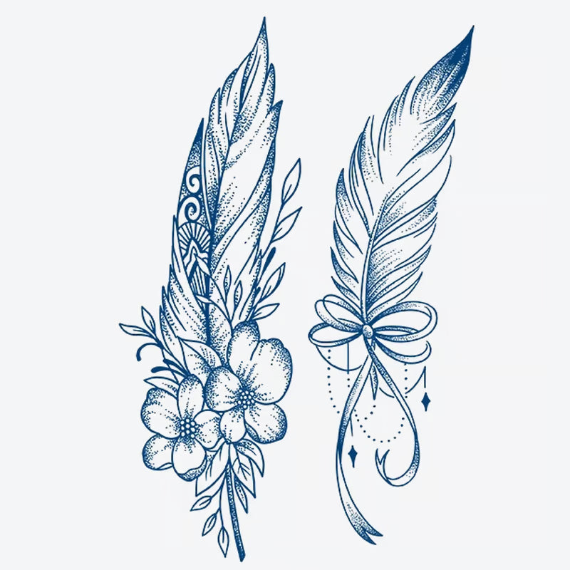 Floral Feather Design Tattoo