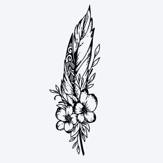 Floral Feather Design Tattoo