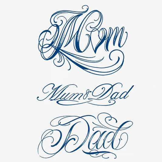 Mum Dad Script Tattoo
