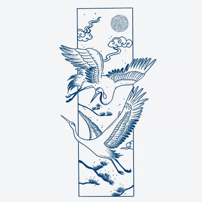 Cranes and Clouds Tattoo