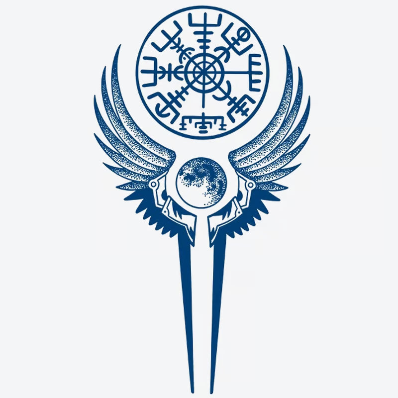 Wings Earth Compass Tattoo