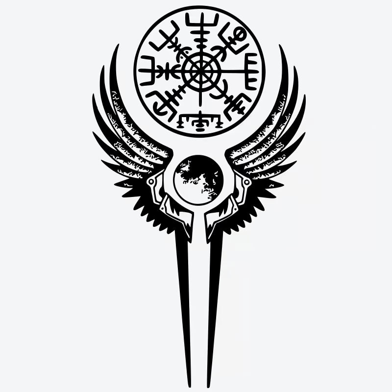 Wings Earth Compass Tattoo