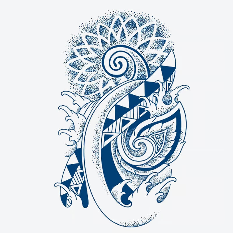 Spiral Leaf Wave Mandala Tattoo