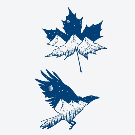 Maple Leaf Mountain Raven Tattoo