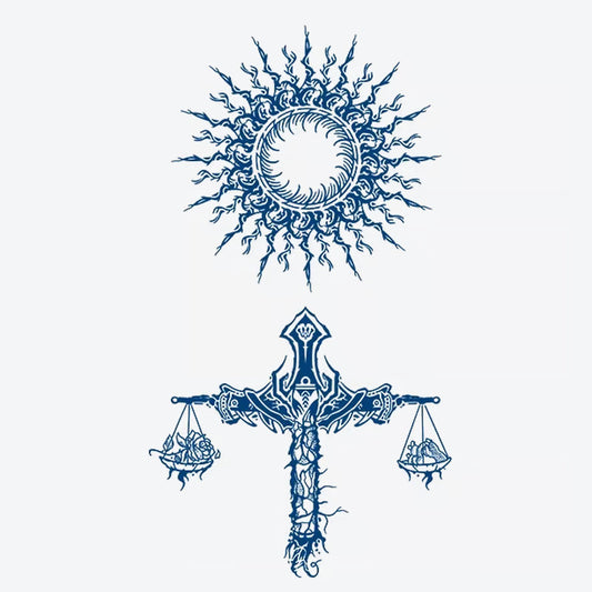 Sun Scales Cross Tattoo