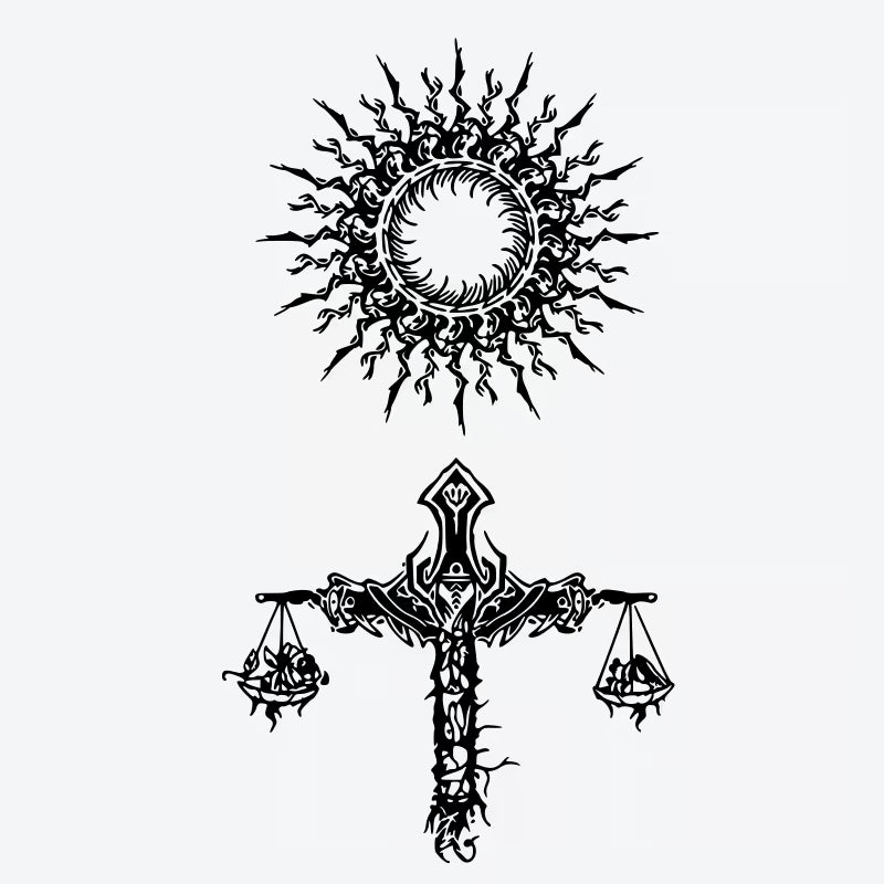 Sun Scales Cross Tattoo
