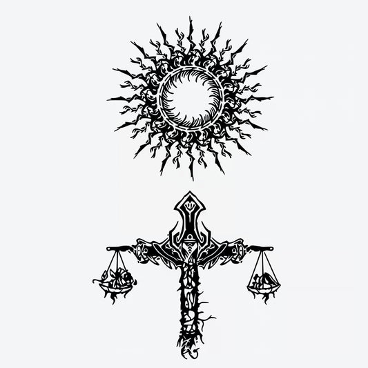 Sun Scales Cross Tattoo
