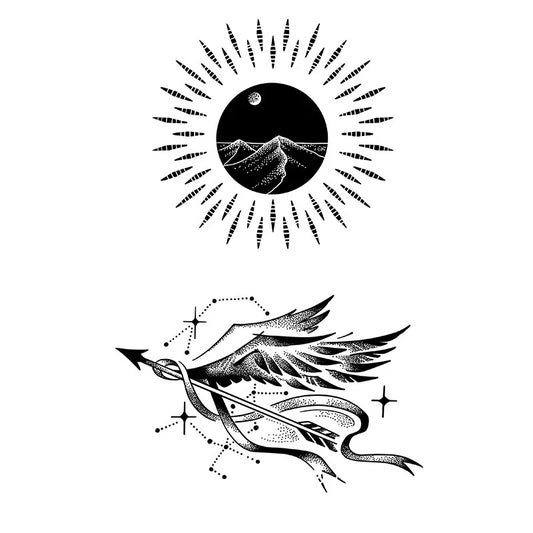 Sun Mountain Arrow Tattoo
