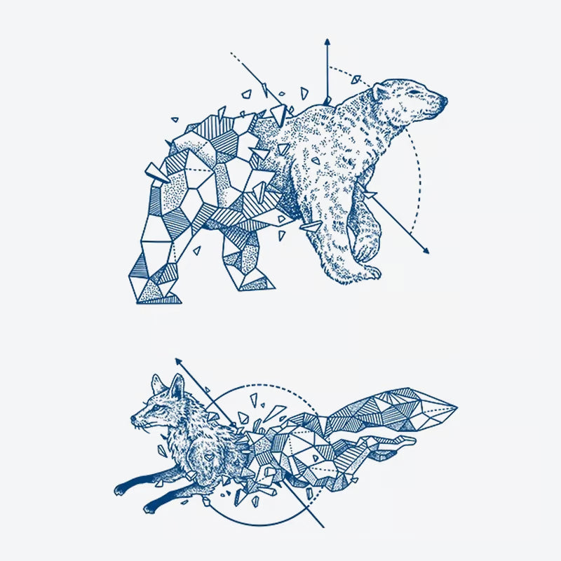 Bear Fox Geometric Tattoo