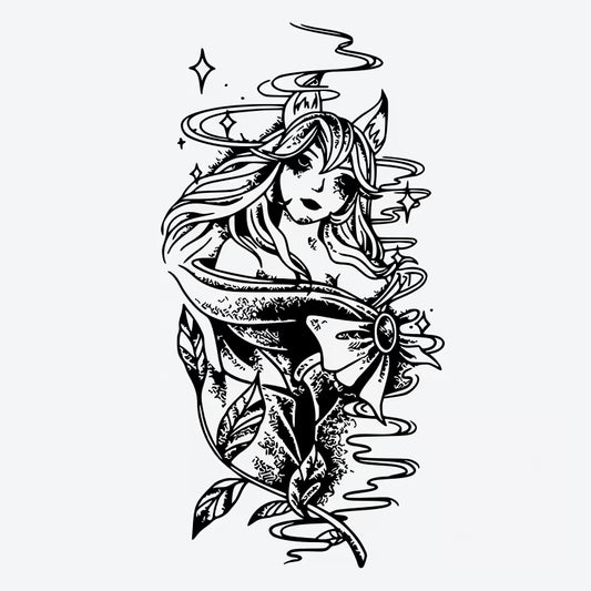 Goddess Floral Tattoo